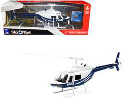 Bell 206 Helicopter Dark Blue White Police Sky Pilot Series 1/34 Diecast Model N - £32.40 GBP