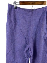 Flax Pants Size Large Purple Blue Womens Pockets Wide Loose Leg Lagenlook - $74.49