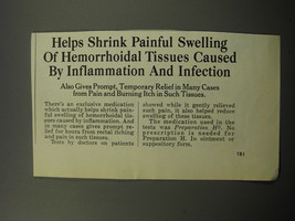 1972 Preparation H Ointment Ad - Helps shrink painful swelling - $18.49