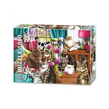 LaModaHome 1000 Piece Cat&#39;s House Jigsaw Puzzle for Family Friend Game Nights Un - £25.06 GBP