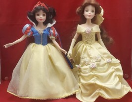 Disney Princess Snow White and Belle Beauty and the Beast 9” 2 Porcelain... - $29.87