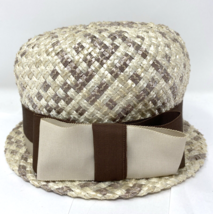 Vintage Union Made Women&#39;s Straw Hat Ivory, Beige, Brown - $542.43 MXN