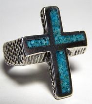 Quality LARGE CROSS BIKER SILVER RING BR81R jewelry RINGS mens CROSSES w... - $9.45