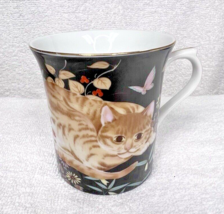 1984 Cathy Takahashi San Francisco Cat Kitten Flowers Coffee Mug NOS w F... - $29.70