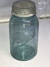 Vintage Aqua Ball Perfect Mason Qt. Jar #4 Zinc Lid Milk Glass Lid Liner - £10.45 GBP