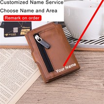  custom wallet rfid card holder anti theft wallet aluminum id card holder leather smart thumb200
