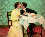 Vtg Postcard 1909 Bamforth &amp; Co - Romance - &quot;A Teaspoon&quot;  Yellow Dress T... - £7.89 GBP