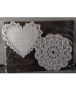 Metal Die Cut Emboss Stencils 2pc Heart Lace Doily Circle 4&#39;&#39; Crafting - £18.24 GBP
