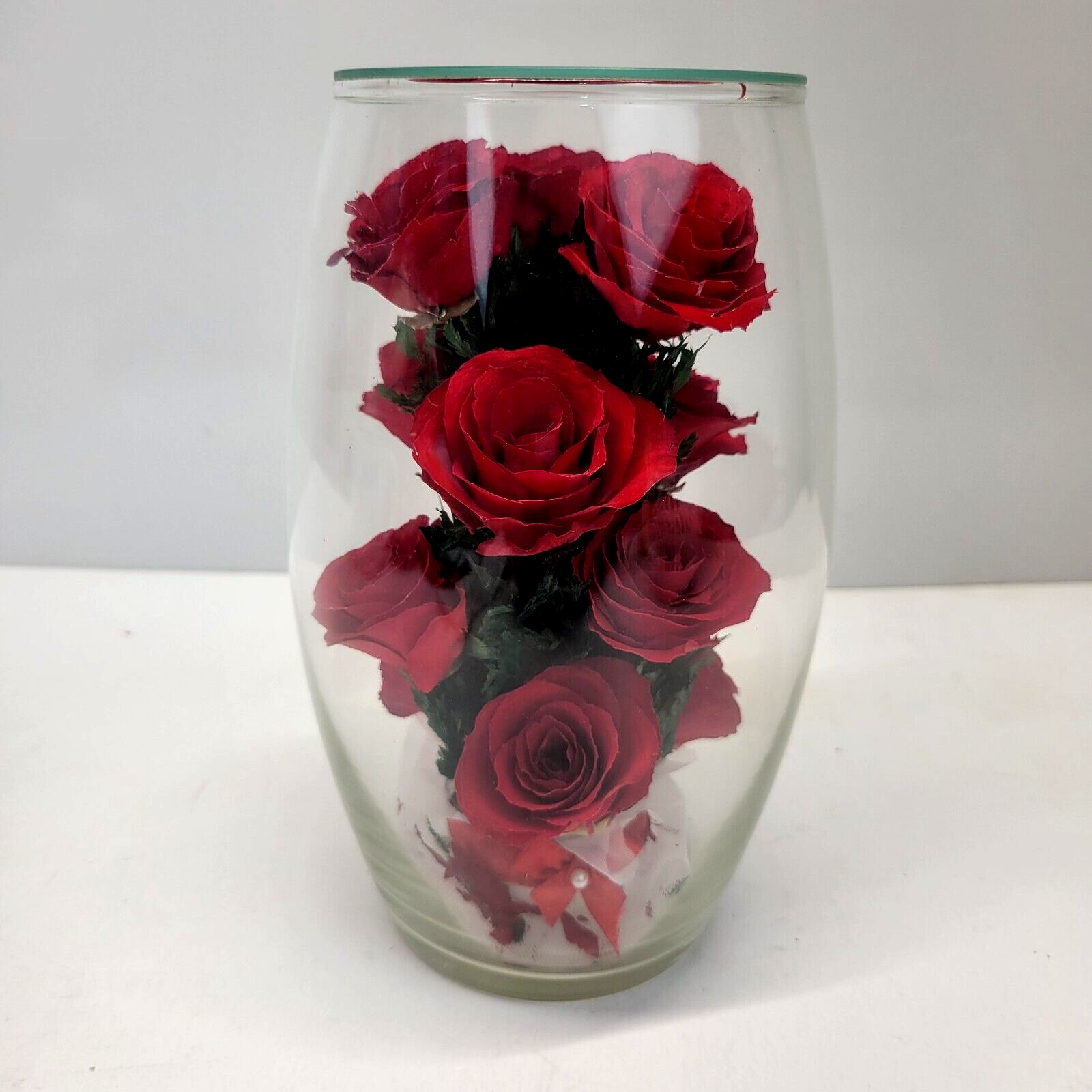 Danbury Mint Miracle Roses Bouquet Everlasting Roses In Glass Vase Without Base - $47.97