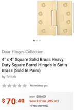 24 pairs of EMTEK Solid barrel brass hinges  - £717.75 GBP