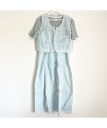 Vtg Monique Fashions Dress Zipper Vest Women’s 16 Denim Wash Short Sleev... - $41.13 CAD