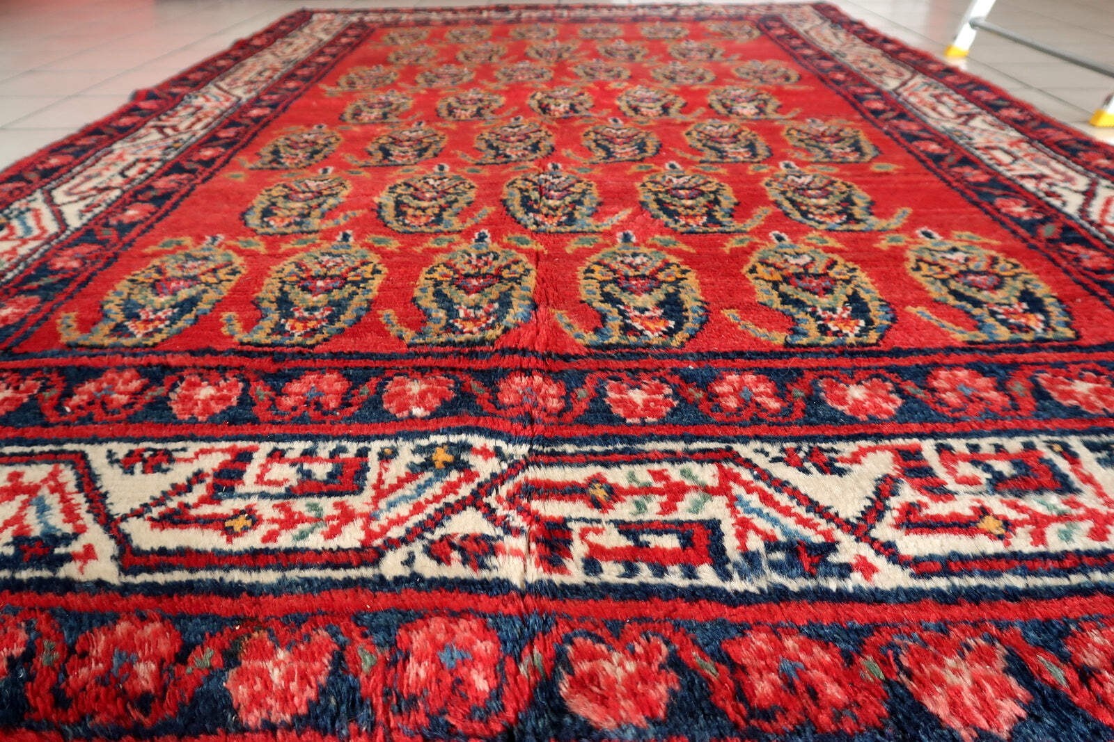 Handmade Vintage Persian Hamadan Rug 4.6' x 6.11 (137cm x 210cm), 1960s - 1C1179 Item image 13
