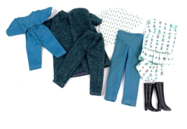 Vintage Barbie Clone Doll Clothes Lot Mod Wool Coat Pantsuit Boots Blue Lot - £32.95 GBP