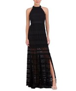 Eliza J Womens Lace Mock-Neck Side-Sl Black 6 - $51.00