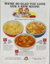 1958 Campbell&#39;s Soup Vintage Print Ad Kids Cooking New Flavors Minnestrone - £11.52 GBP