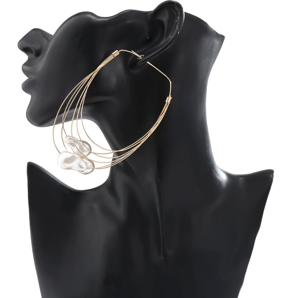 SHIXIN s Big Hoop Earrings for Women Layered Large Circle Earrings 2020 Fashion  - £10.27 GBP