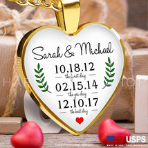 Personalized Necklace Anniversary Love Gift For Wife with Special Dates ... - £30.61 GBP+
