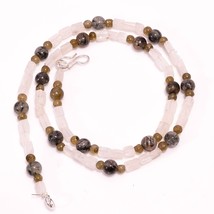 Rainbow Moonstone Rutile Quartz Gemstone Beads Necklace 4-7 mm 18&quot; UB-8317 - £8.50 GBP