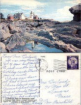 Maine Pemaquid Point Lighthouse Posted 1958 to Saugus MA Vintage Postcard - £7.39 GBP
