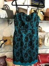 MILLY Black Lace Printed Teal Dress Sz 6 - £133.42 GBP
