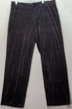 Talbots Pajama Pants Women&#39;s XL Black Velour Cotton Elastic Waist Straight Leg - £14.44 GBP