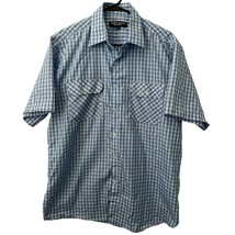 Vertical Sport Men&#39;s Casual Shirt Large Blue White Checks Short Sleeves ... - $8.99