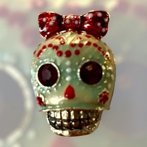 Vintage Style Gothic, Punk Sugar Skull Brooch Necklace Charm with Faux Crystals - £10.04 GBP