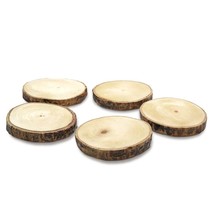 Simply Natural Set of Five Sliced Light Brown Mango Tree Wooden Drink Coasters - $17.81