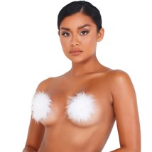 White Marabou Feather Pasties Self Adhesive Soft Fluffy Furry Fuzzy LI416 - £13.64 GBP