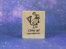 CHIRP UP! (Cheer Up), with Bird in Hat, Wood Mounted Rubber Stamp, Stampin&#39; Up! - £3.00 GBP
