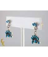 Sterling Silver Vintage Dangle Stud Turquoise Earrings Gorgeous! - $196.02