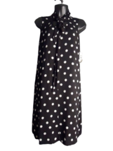 Tribal Femme High Tie Neck Knee Length Dress Black White Polka Dot Size ... - $24.74