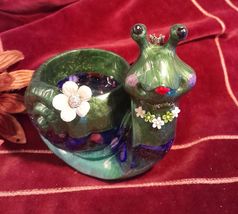 Gracie the Large SNAIL Planter Vase Gorgeous Layered Mixed Media Fun Des... - $24.95
