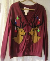 Reindeer Christmas Sweater Unisex Size-Large letterman style Mossimo Supply Co - £17.79 GBP