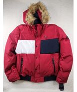 Tommy Hilfiger Mens Navy/White/Red Snorkel Faux Fur Hooded Jacket MSRP $... - $128.69
