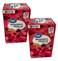 2 Packs Great Value Strawberry Hibiscus Herbal Tea, 20 Tea Bags - £13.98 GBP