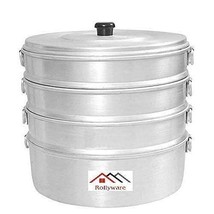 4-Tier Aluminium Full Size Momos Steamer (8 Ltr, Silver) with Handles, Durable - £55.38 GBP