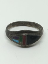 Vintage Sterling Silver 925 Stone Inlay Southwestern Ring Size 5 - $22.00