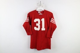Vintage 50s Rawlings Boys Medium Rayon Knit Striped Football Jersey Red ... - £77.40 GBP