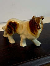 Vintage White &amp; brown collie dog bone china figure - £9.57 GBP