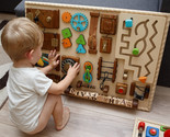 Large colored and wooden toddler busy board, Personalized sensory board - £213.34 GBP