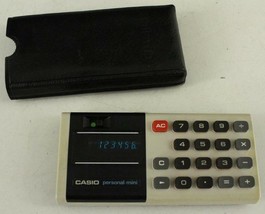 VINTAGE Casio Personal Mini Calculator Blue Display Battery Operated WORKS - $17.83