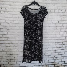 Aeropostale Top Womens Medium Black Floral Side Slit Short Sleeve Long Tunic - £20.03 GBP