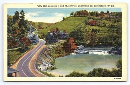 Postcard Fall&#39;s Mill Routes 4 19 Charleston Clarksburg WV Linen Unposted - £2.80 GBP