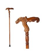 Hand Carved Wooden Walking Cane with Ergonomic Handle and Rubber Tip for... - £43.80 GBP