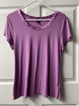 Banana Republic Cap Sleeve T shirt Womens Size XL Pink Satin Trimmed Nec... - £8.64 GBP