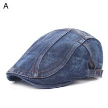 2022 Autumn Jeans Beret Hat for Men Women Casual Unisex Denim Beret Cap Fitted   - £151.87 GBP