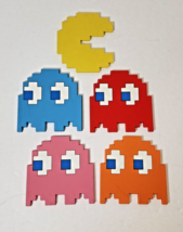 Pac-Man Drink Coaster Set Pacman 4 Ghost Silicone Rubber Gamer Coasters ... - £11.68 GBP