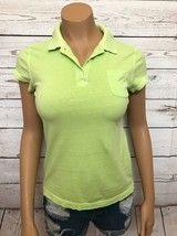 J. Crew Sunwashed Kiwi Green/Yellow Short Sleeve Womens Polo Shirt 100% ... - £10.82 GBP