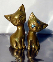 Vintage Solid Brass Cat Figurines - $15.94